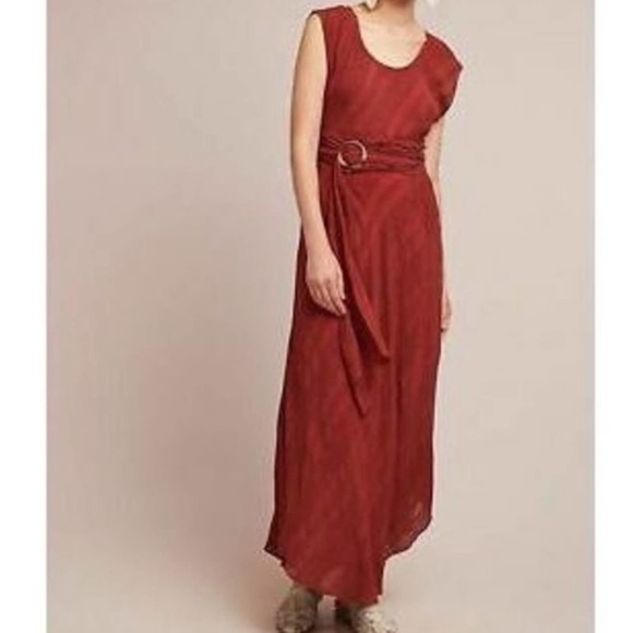 MOULINETTE SOEURS FOR ANTHROPOLOGIE Rusty Red Dress with Belt Size 0 - Picture 2 of 12